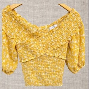 NWT- BB Dakota(X Steve Madden)Yellow Floral Off-Shoulder Top